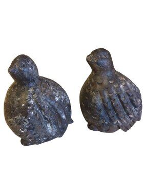 Pair of Resin‎ Quail Hen Figures Bird Decor Primitive Rustic